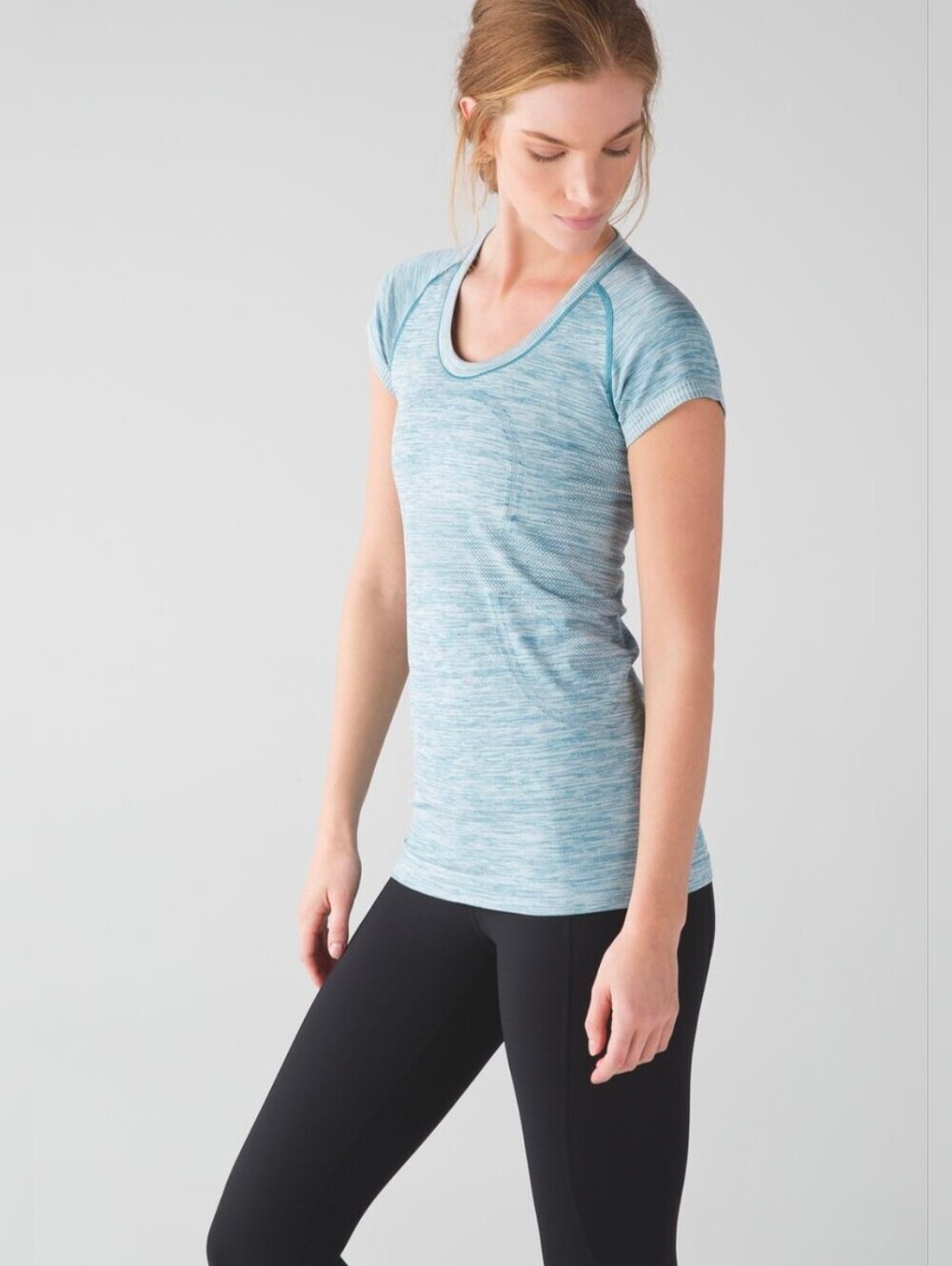 Lululemon Swiftly Tech Short Sleeve Scoop Tee Heathered Tofino Teal Size 4 Long
